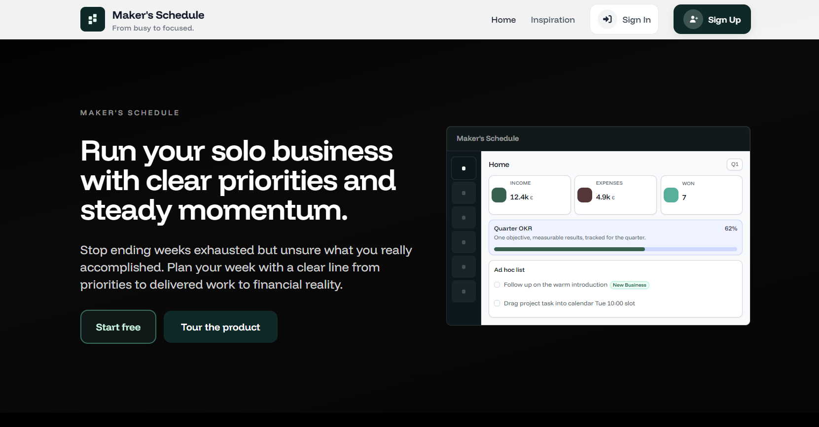 Maker's Schedule web-sovellus