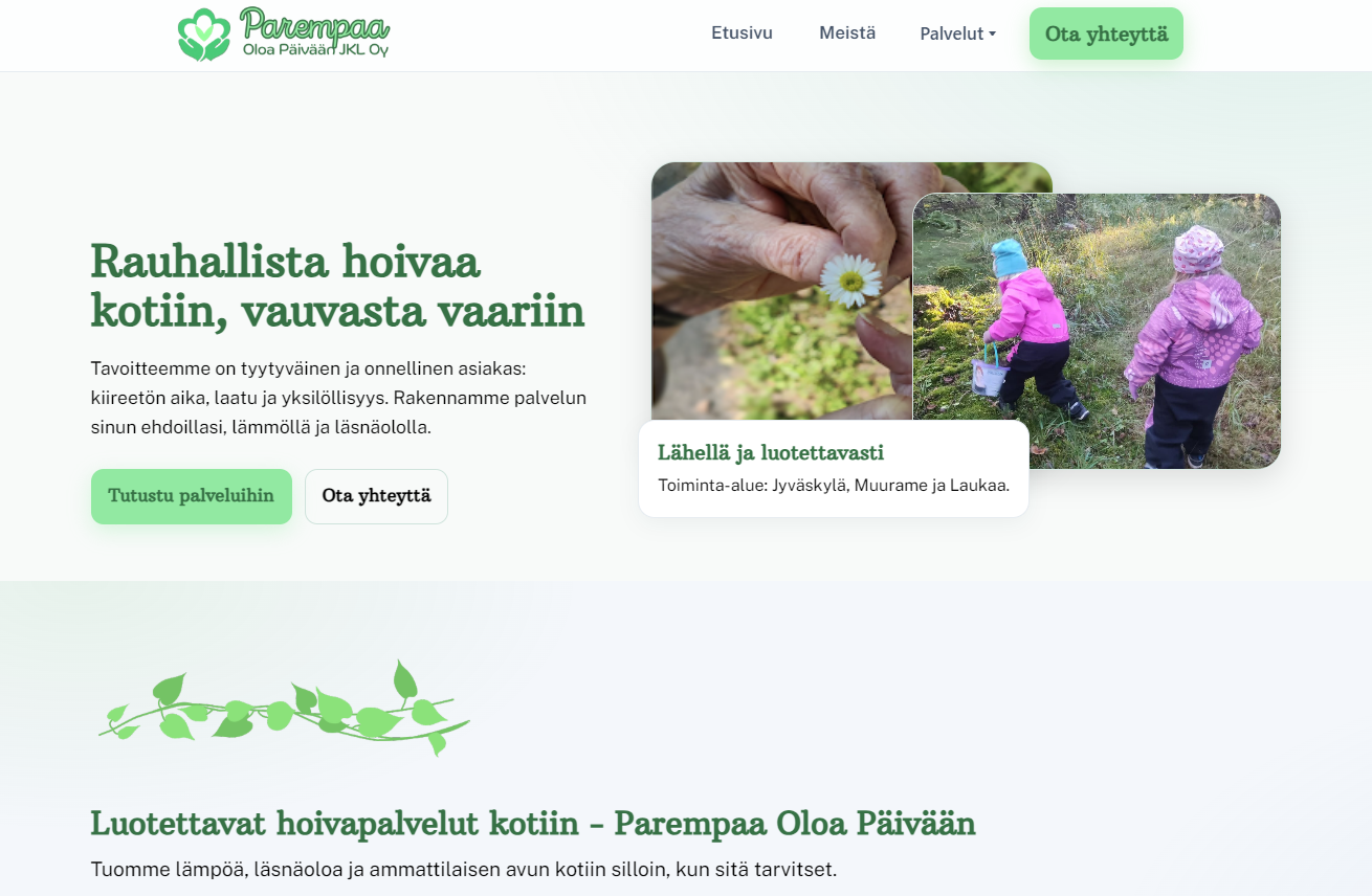 Parempaa oloa Päivään JKL Oy verkkosivut